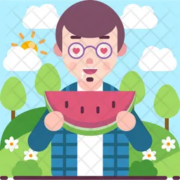 Man Eating Watermelon  Icon