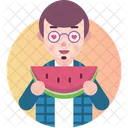 Man Eating Watermelon  Icon