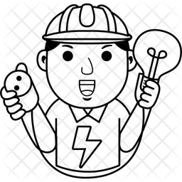 Man Electrician Cartoon  Icon