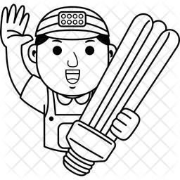 Man Electrician Cartoon  Icon