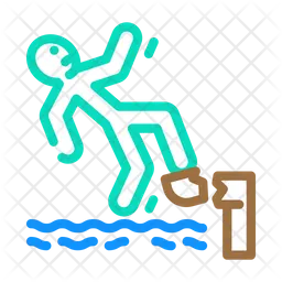 Man Falling Into Sewer  Icon