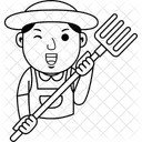 Farmer Man Cartoon Icon