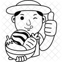 Farmer Man Cartoon Icon