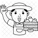 Farmer Man Cartoon Icon