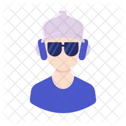 Man Glasses Hat Headphone Avatar  Icon
