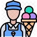 Man Ice Cream Seller Woman Ice Cream Seller Ice Cream Cone Symbol