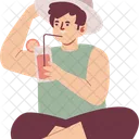Man Sitting Drinking Icon