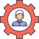 Man In Cogwheel Man On Cogwheel Implement Icon