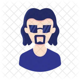 Man Long Hair Beard Glasses Avatar Icon - Download in Flat Style