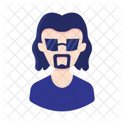 Man Long Hair Beard Glasses Avatar  Icon