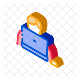 Man Play Laptop Game Icon - Download in Isometric Style