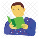 Man Reading Book Reading Learn Icon