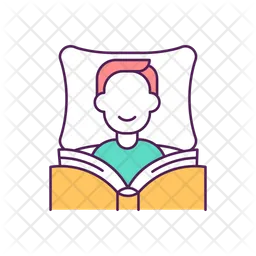Man reading book in bed  Icon