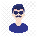 Man Short Hair Glasses Mustache Avatar  Icon