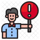 Man Stand With Warning Signboard  Icon
