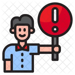 Man Stand With Warning Signboard  Icon