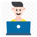 Man Using Laptop  Icon