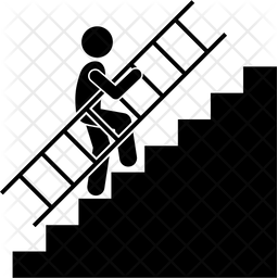 Man walking on stairs with ladder Icon