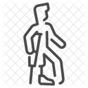 Man walking with crutch and prosthetic leg  Icon