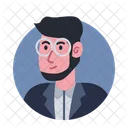 Man With Beard Glasses And Suit Avatar  アイコン