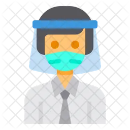 Man With Face Shield  Icon