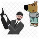Man With Holding A Gun And Chill Guy Funny Joke Icon