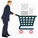 Man With Trolley Trolley Cart Icon