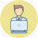 Man Working Computer Male Icon