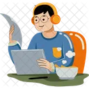 Man Working With Graphic Tablet Man Doing Work Employee Icon