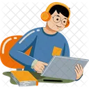 Man Working With Graphic Tablet Man Doing Work Employee Icon