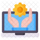 Management Laptop Hand Icon