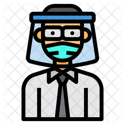 Manager With Face Shield  Icon