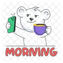 Selfie Matutino Selfie De Oso Buenos Dias Icono