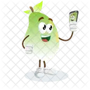 Mascota Del Logotipo De Mango Con Pose De Selfie Icono