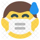 Mann Schwitzt Emoji Mit Gesichtsmaske Emoji Symbol