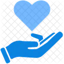 Mano de corazón azul  Icono