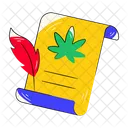 Manuscript with weed leaf symbol, sticker vector in flat style  Icon