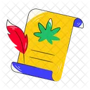 Manuscrito con símbolo de hoja de hierba, vector adhesivo en estilo plano  Icono