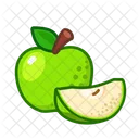 Manzana Verde Cortada Fruta Saludable Icono