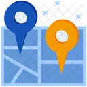 지도 핀이 있는 지도 GPS 아이콘