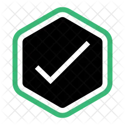 Marca de verificación blanca en diseño plano hexagonal  Icono