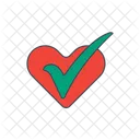 Marca De Verificacion Con El Corazon Icono
