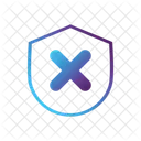 Marca de verificación x escudo de seguridad  Icono