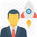 Marketing Businessman Rocket Icon