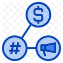 Socialmedia Megafone Dolar Hashtag Business Marketing Growth Ícone