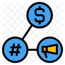 Socialmedia Megafone Dolar Hashtag Business Marketing Growth Ícone