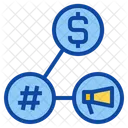 Socialmedia Megafone Dolar Hashtag Business Marketing Growth Ícone