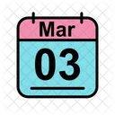 Mars Calendrier Date Icon