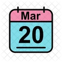 Mars Calendrier Date Icon