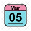 Mars Calendrier Date Icon